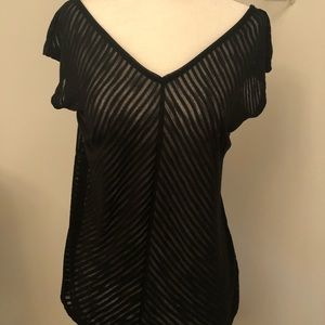 WHBM sheer strip shirt with tie in back xs